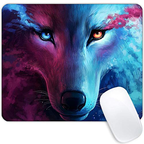 Mouse pad Watercolor ice fire Wolf  Personalized Rectangular Design Premium Texture Mouse pad for Men  Waterproof Non-Slip Rubber Base Custom Mouse pad Suitable for Laptop PC Gaming Office