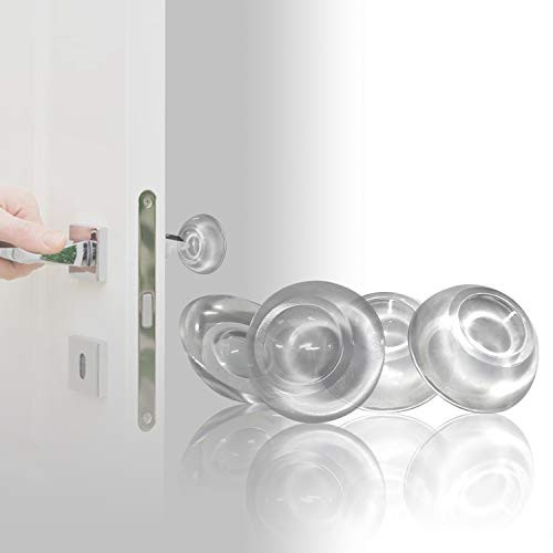 Door Stopper Wall Protector  4pk   Reusable Shock Absorbent Gel - Clear Door Handle Bumper Protector  Adhesive Wall Shield  and  Silencer for Doorknob