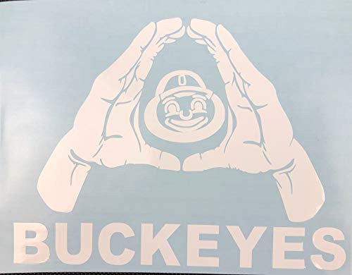 Ohio State Buckeyes Brutus Buckeye Hands White Vinyl Car Decal New Gift