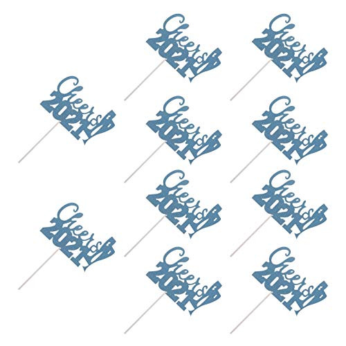 BESTOYARD 10pcs Cheers to 2021 New Year Cupcake Toppers Glitter Cake Toppers Picks 2021 New Year Eve Party Cake Decorations Supplies