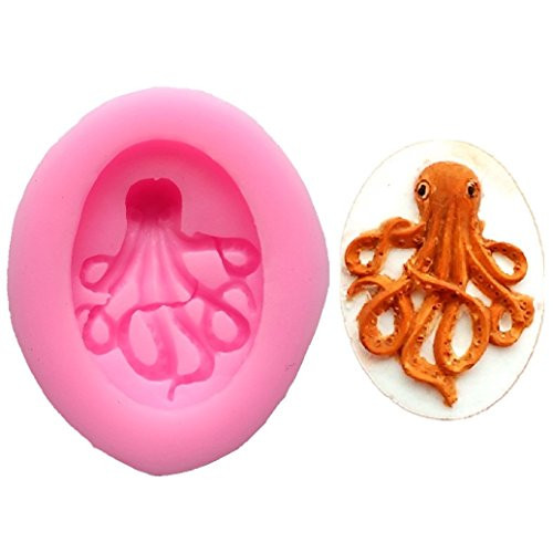 Allforhome Octopus Sculpting Silicone Cake Decorating Fondant Molds Sugar Resin Craft Art DIY Mould Gum Paste Cupcake Toppers Chocolate Mold