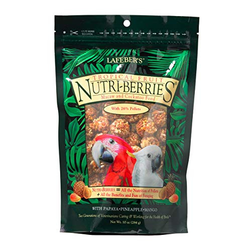 LAFEBER S Tropical Fruit Nutri-Berries Pet Bird Food Made with Non-GMO and Human-Grade Ingredients for Macaws and Cockatoos 10 oz LAFEBER S Tropical Fruit Nutri-Berries Pet Bird Food Made with Non-GMO and Human-Grade Ingredients for Macaws and Cockatoos 10 oz