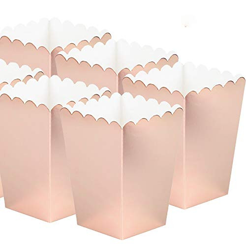 ZOOYOO Rose Gold Popcorn Boxes Mini Paper Popcorn Containers for Party Pack of 15