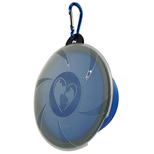 Collapsible Dog Bowl - Portable Travel Silicone Pet Bowl - Foldable Water Bowls Food Dishes with Carabiner Clip and Lid for Dogs Cats - Expandable Feeding Watering Dish for Walking Traveling Camping