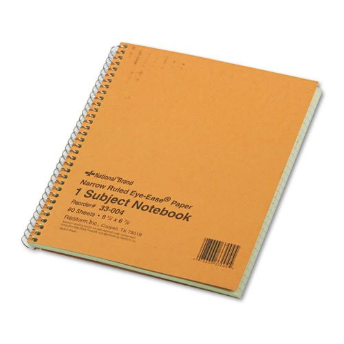 National Brand Products - National Brand - Subject Wirebound Notebook  Narrow Rule  8-1 4 x 6-7 8  Green  80 Sheets - Sold As 1 Each - Ideal for taking notes in class. - Durable board back cover. - Microperforated sheets for clean removal. - Three-ho