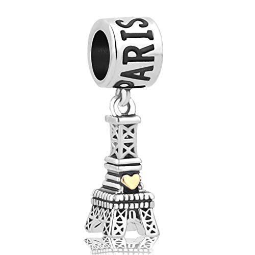 LovelyCharms Paris Eiffel Tower Charm Travel Landmark Series Charm Beads for European Bracelets