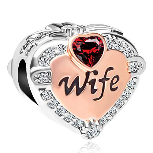 CharmSStory Wife Rose Gold Heart Love Charms Beads for Bracelets  and  Necklaces  January