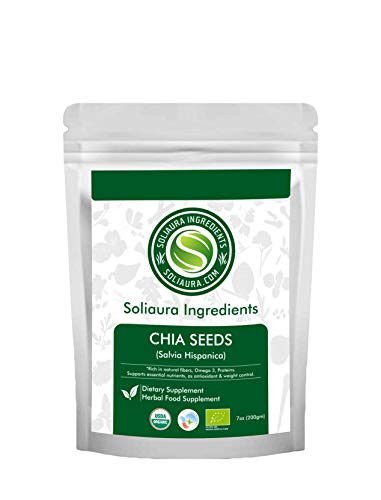 Chia Seeds Salvia Hispanica 7 Oz  200 gm  Soliaura Ingredients- Organically Grown