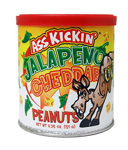 KICKIN Jalapeno Cheddar Peanuts  4.2oz - Ultimate Gourmet Gift Peanuts - Try if you dare!