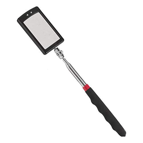 Telescoping Lighted Inspection Mirror  LED Lighted Flexible Inspection Mirror 360 Degrees Swivel for Extra Viewing Dead Angle  with Soft Nonslip Rubber Grip