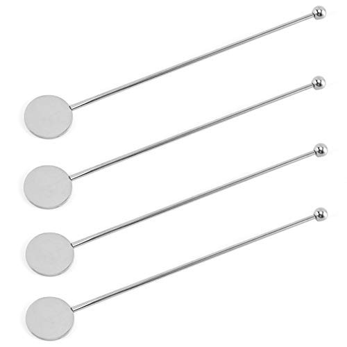 4 Pieces Coffee Stirrers Swizzle Sticks Stainless Steel Coffee Beverage Stirrers Stir Cocktail Drink Swizzle Stick with Small Rectangular Paddles  Silver