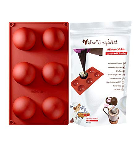 2Packs Large 6 Semi Sphere Silicone Chocolate Bombs Mold for Chocolate Cake Jelly Pudding Handmade Soap