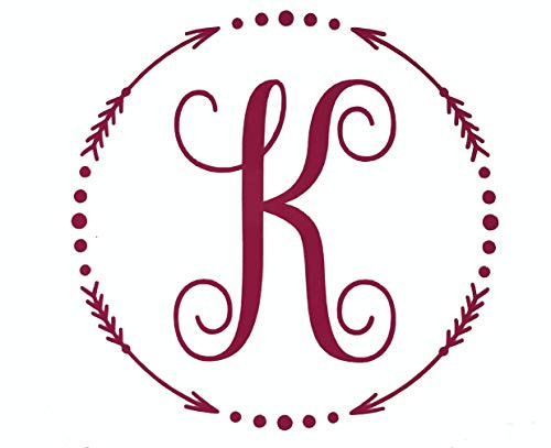 Custom Initial Monogram Vinyl Decal Bumper Sticker  for Tumblers  Laptops  Car Windows - Single Letter Circle with Arrow  and  Dot Design