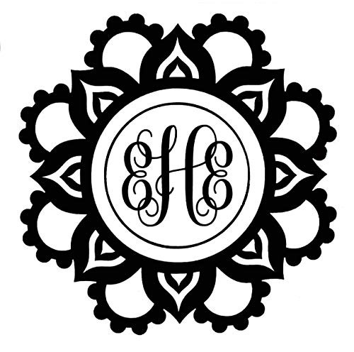 WickedGoodz Custom Initial Monogram Decal Bumper Sticker  for Tumblers  Laptops  Car Windows - Mandala Flower Decal Design
