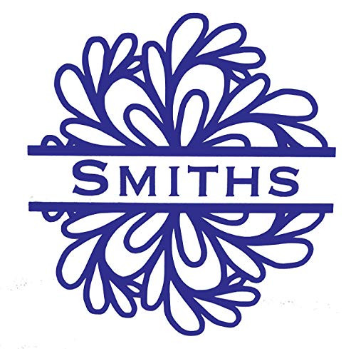 WickedGoodz Custom Flower Name Monogram Vinyl Decal - Personalized Initial Sticker  for Tumblers  Laptops  Car Windows