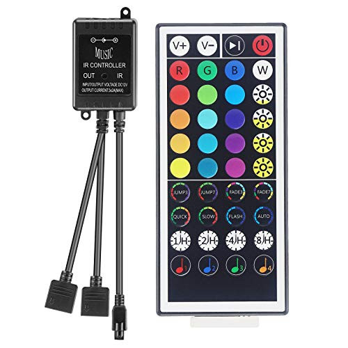 DUNZHITECH 2-Port 40 Keys RGB Wireless Infrared Music Controller LED RGB IR Remote Control for 5050 2835 3528 RGB LED Strip Lights Output Voltage DC12V-24V DUNZHITECH 2-Port 40 Keys RGB Wireless Infrared Music Controller LED RGB IR Remote Control for 5050 2835 3528 RGB LED Strip Lights Output Voltage DC12V-24V