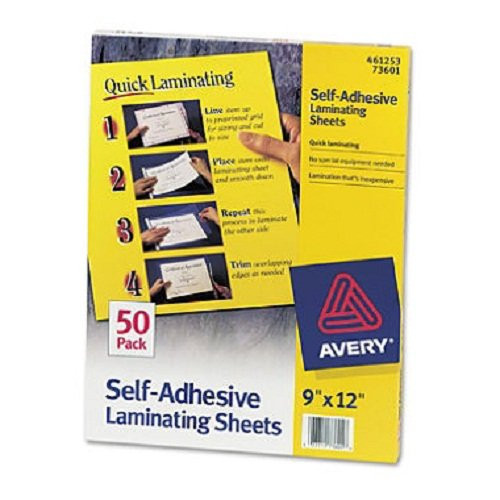 Avery Self-Adhesive Laminating Sheets, 9 x 12 Inches, Box of 50 (73601) Pack Of 2