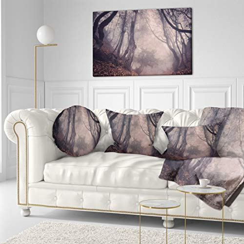 Designart Vintage Foggy Forest Trees Landscape Photo Canvas Print, 40" x 20", Yellow