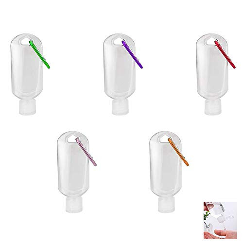 Clear Refillable Keychain Bottles with Flip Cap  Plastic Leakproof Containers Portable Squeeze Empty Bottle for Travel School Outdoor Trip Camping  5PCS