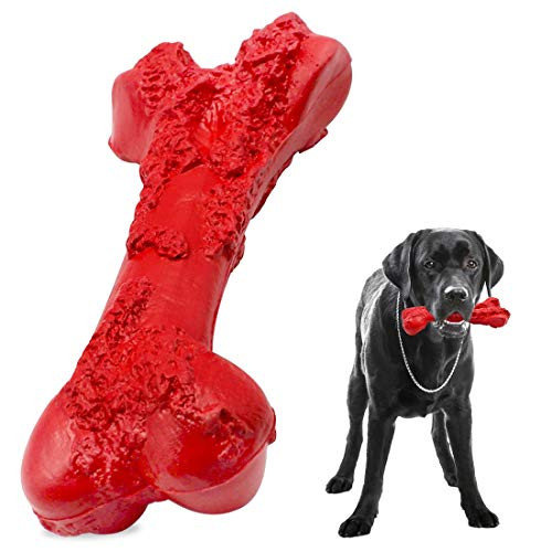 Aerbee Bacon Flavored Dog Chew Toy for Aggressive Chewers  Indestructible Durable Dog Chew Toys Natural Rubber Dog Bone Toy Reduces Boredom Puppy Teething Toy