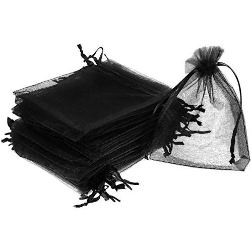 Mudder Organza Gift Bags Wedding Favour Bags Jewelry Pouches  Pack of 100  2.8 x 3.5 Inch  Black