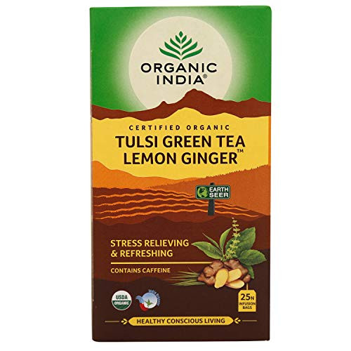 Organic India Tulsi Green - 25 Tea Bags  Lemon Ginger