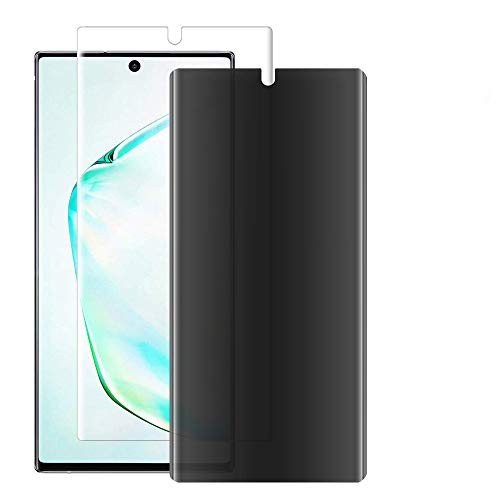 2-Pack  Welmax Galaxy Note 10 Privacy HD Screen Protector Case Friendly  TPU Ultra HD Film Full Adhesive Soft Film Support in-Screen Unlock  Anti Spy Nano Shield for Samsung Galaxy Note 10