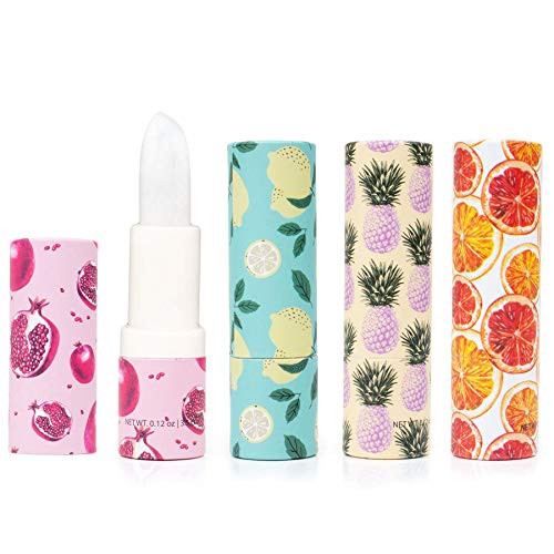 Beauty Concepts Four Pack Lip Balm Collection  Sweet Citrus Moisturizing Lip Balm  Softening Lip Balm Set  Pomegranate  Lemon  Pineapple  and  Tangerine
