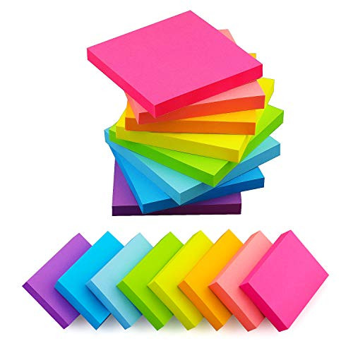 16 Pads  8 Pads 3x3 Sticky Notes and 8 Pads 1.5x2 Sticky Notes 8 Bright Multi Colors Self-Stick Notes 90 Sheet Pad