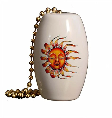Gotham Decor Celestial Sleepy Sun Porcelain Barrel Shaped Fan Pull Light Pull