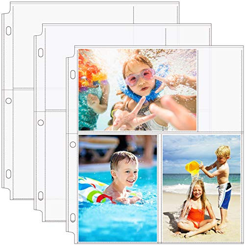 MaxGear 4x6 Photo Sleeves for 3 Ring Binder Archival Photo Pages  Photo Album Pages Clear Photo Sheet Protectors Refill Pages Protector 8.5 x 11  3 Pockets Per Page  30 Pack