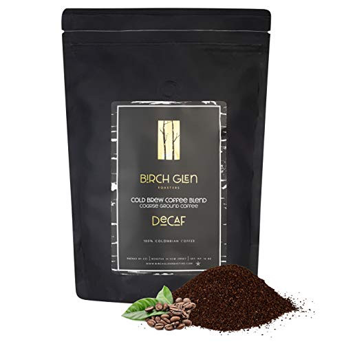1 lb Decaffeinated Cold Brew Coffee Blend  Coarse Ground Colombian Beans - Birch Glen Roasters - 16 oz Resealable Bag of Decaf Cold Brew Ground Coffee