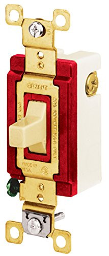 Bryant Electric 4921I Toggle Switch, Single-Pole, Double-Throw, 3-Position, 2-Circuit, Momentary Contact "Center Off", Industrial, 20 Amp, 120/277 VAC, Ivory