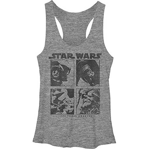STAR WARS Junior s Blocked Graphic Tee  Gray Heather  Large
