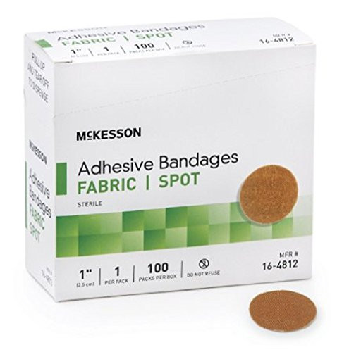 McKesson - Adhesive Spot Bandage McKesson 1 Inch Diameter Fabric Round Tan Sterile - 100 Box - McK