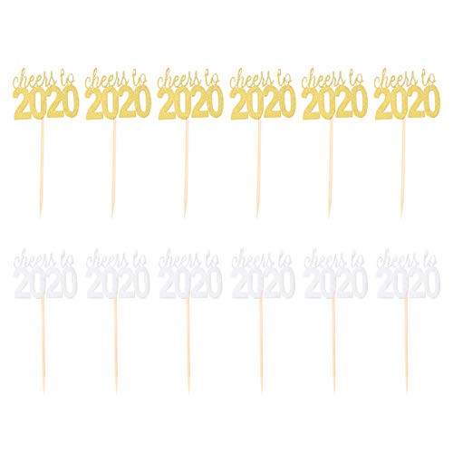 FUNZZY New Year Party Cake Toppers Creative Cheers to 2020 Pattern Cupcake Decal Fruit Picks PartySupplies for Home Party 12 Pcs FUNZZY New Year Party Cake Toppers Creative Cheers to 2020 Pattern Cupcake Decal Fruit Picks PartySupplies for Home Party 12 Pcs