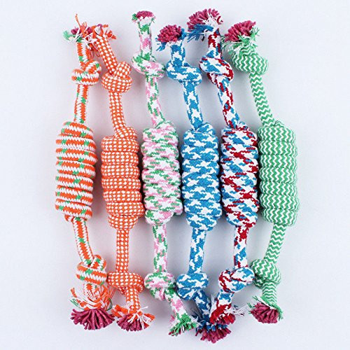 Puppy Dog Pet Toy Cotton Braided Bone Rope Chew Knot New Random color