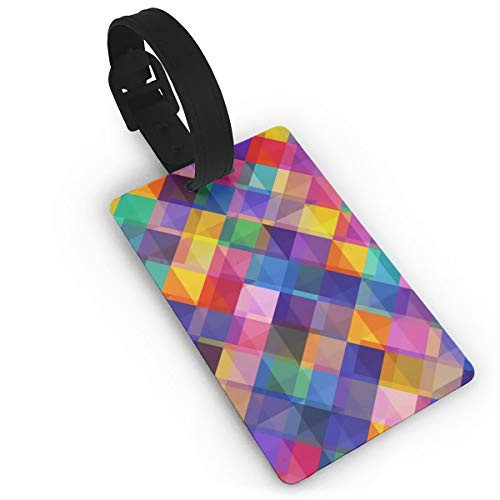 antspuent PU Leather Luggage Tag  Colorful Geometric Pattern Suitcase Baggage Label Tags  Business ID Card Holders Presents for Travels