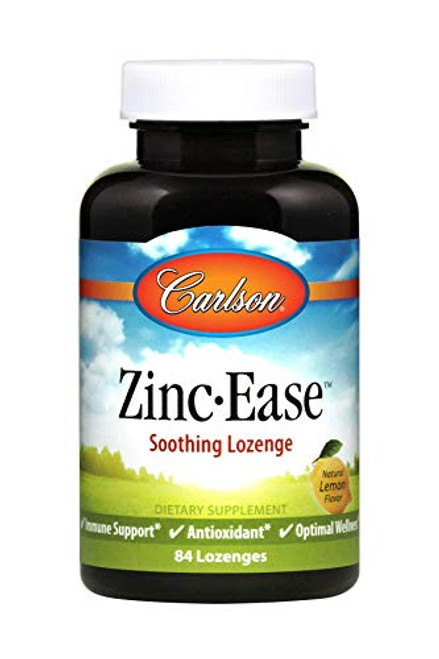 Carlson - Zinc-Ease Soothing Lozenge Immune Support and Optimal Wellness Antioxidant Lemon 84 Lozenges Carlson - Zinc-Ease Soothing Lozenge Immune Support and Optimal Wellness Antioxidant Lemon 84 Lozenges