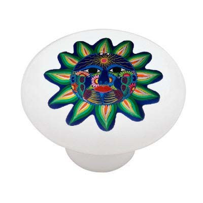 Mexican Talavera Sun Design Ceramic Drawer Knob