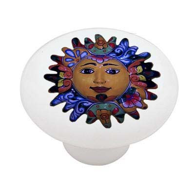 Mexican Talavera Fancy Sun Design Ceramic Drawer Knob