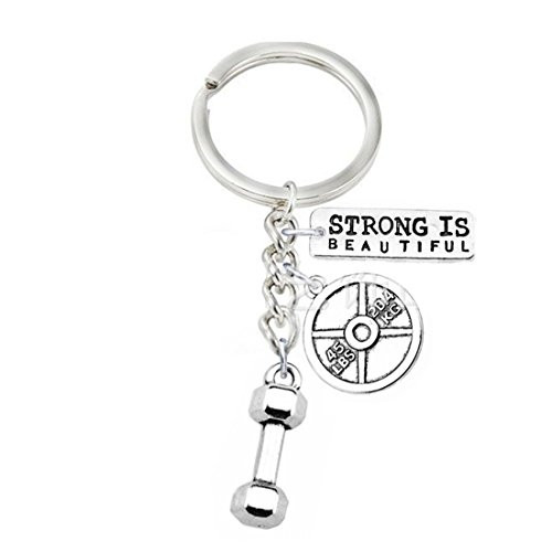 Weight Plate Keychain  Barbell Keychain  Strong is beautiful keychain  Gym Keychains