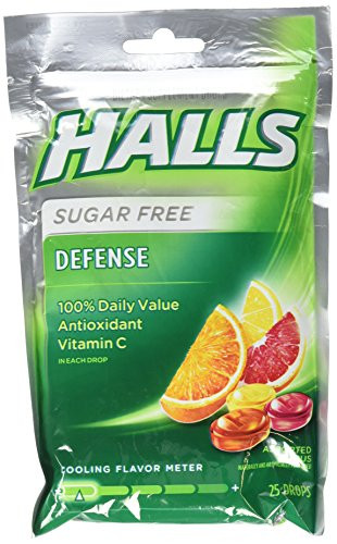 Halls Defense Assorted Citrus Sugar Free 25 Drops - SET of 3
