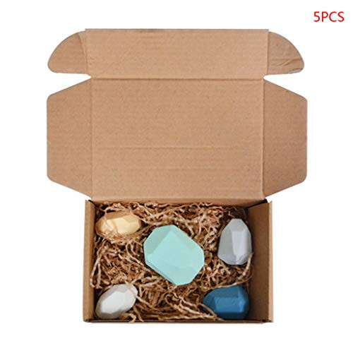 7haofang 5 Pcs Children Wooden Colored Stone Stacking Game Building Block Kids Creative Puzzle Toy