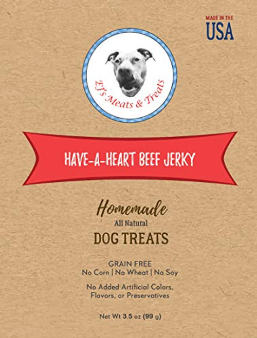 EJ s Meats  and  Treats Have-A-Heart Beef Heart Jerky All Natural Dog Treats Made in The USA