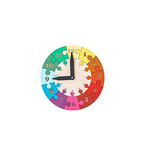 Wooden Shape Color Sorting Clock  Teaching Time Number Blocks Puzzle Stacking Sorter Jigsaw Montessori Early Learning Educational Toy Gift for 1 2 3 Year Old Toddler Baby Kids  Multicolor  10x10cm