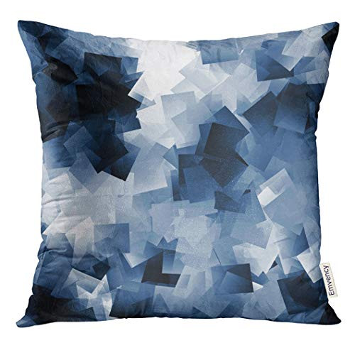 UPOOS Throw Pillow Cover Black Abstract White and Navy Blue Cubes Scraps of Gray Blank Blocks Decorative Pillow Case Home Decor Square 20x20 Inches Pillowcase