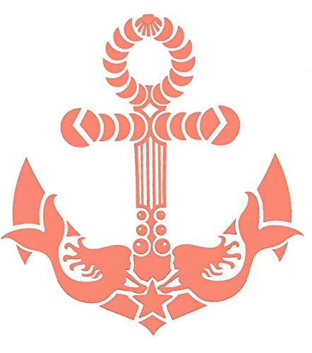 WickedGoodz Personalized Mermaid Anchor Vinyl Decal - Ocean Beach Bumper Sticker  for Tumblers  Laptops  Car Windows - Pick Size and Color