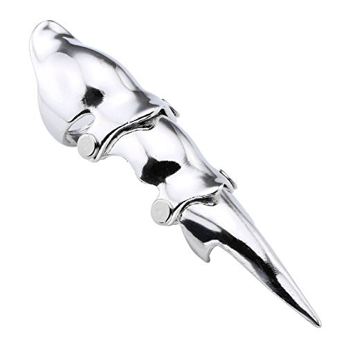 JOVIVI Men s Jewelry Silvery Armour Knuckle Full Finger Double Loop Activity Ring Punk Rock Gothic Cool 1-4pcs  2 US7