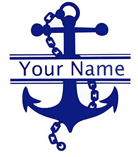 Custom Initial Monogram Name Vinyl Decal Bumper Sticker  for Tumblers  Laptops  Car Windows - Personalized Letter Chained Nautical Anchor Design